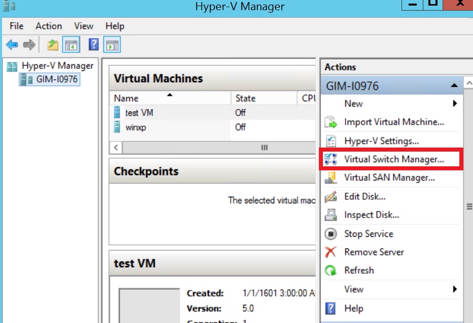 Hyper-V Sanal Anahtarı yapılandırma