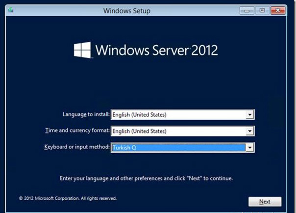 Windows Server 2012 Kurulumu